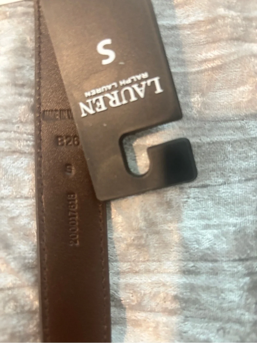 Ralph Lauren Women's Logo-Keeper Leather Skinny Brown Leather Belt with Gold $85